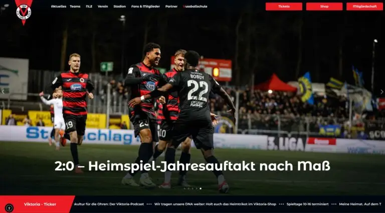 Viktoria Köln Website nach dem Relaunch
