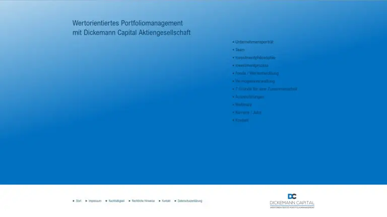 Dickemann Capital Website vor dem Relaunch