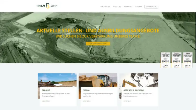 Rhiem & Sohn Website vor dem Relaunch
