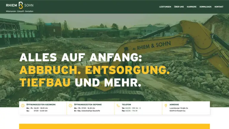 Rhiem & Sohn Website nach dem Relaunch
