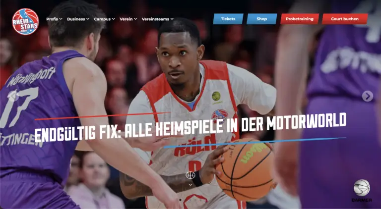RheinStars Köln Website nach dem Relaunch
